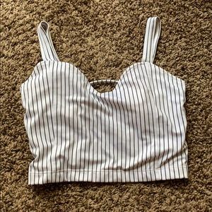 Kortni Jeane Pin Stripe Ladder Back Top